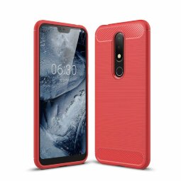 Чехол-накладка Carbon Fibre для Nokia 6.1 Plus / X6 (2018) (красный)