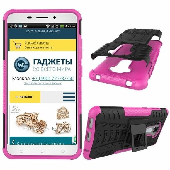 Чехол Hybrid Armor ASUS 3 Laser ZC551KL (черный + розовый) Чехол Hybrid Armor ASUS 3 Laser ZC551KL (черный + розовый)