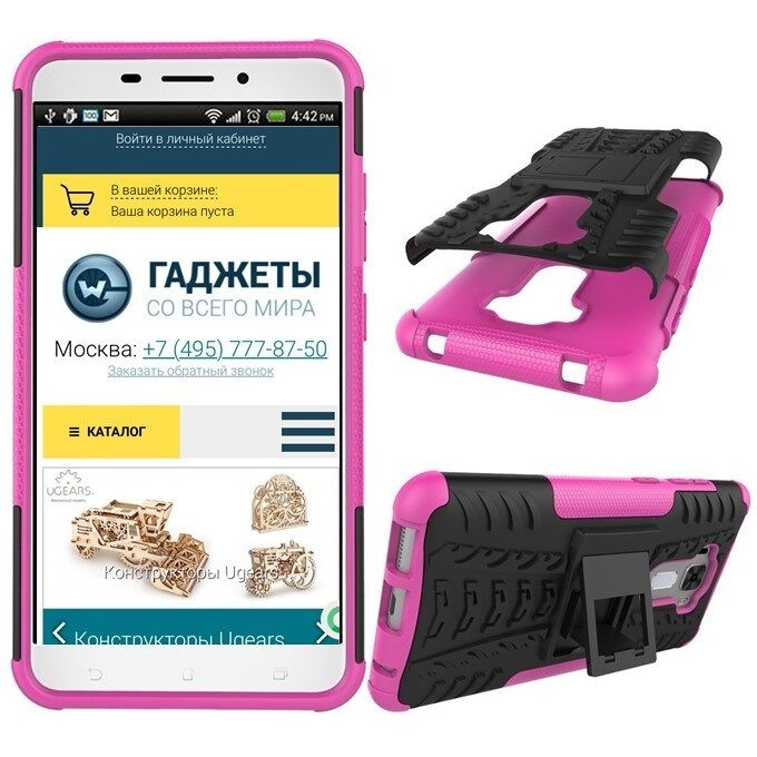 Чехол Hybrid Armor ASUS 3 Laser ZC551KL (черный + розовый)