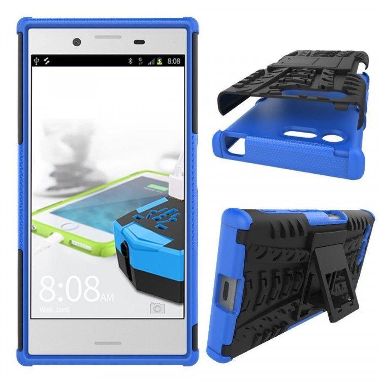 Чехол Hybrid Armor для Sony Xperia X Compact (черный + голубой)