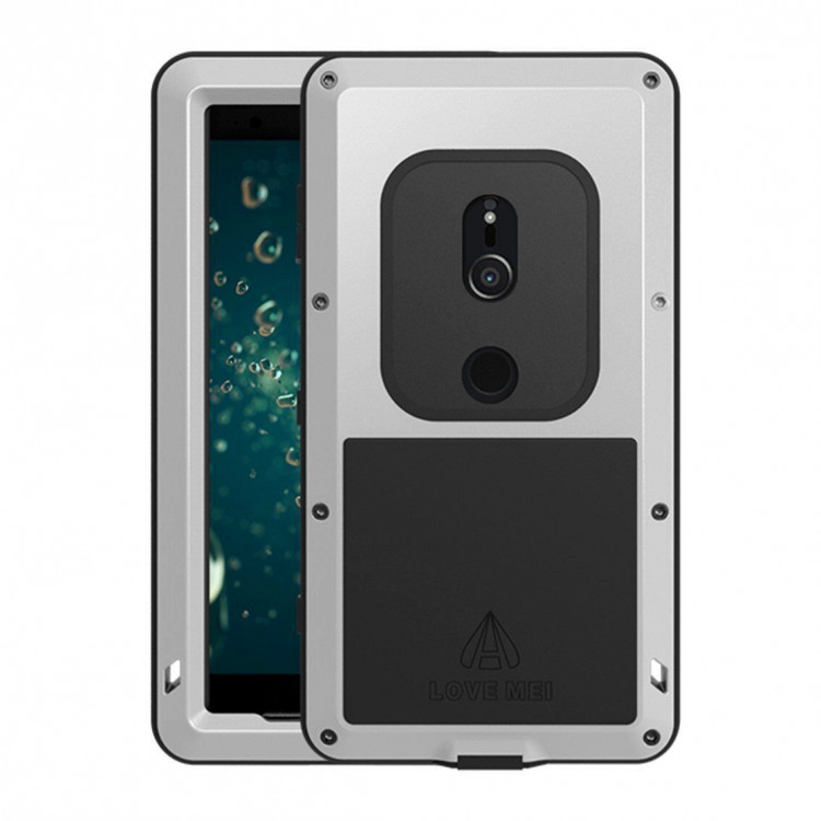 Гибридный чехол LOVE MEI для Sony Xperia XZ2 (серебряный)