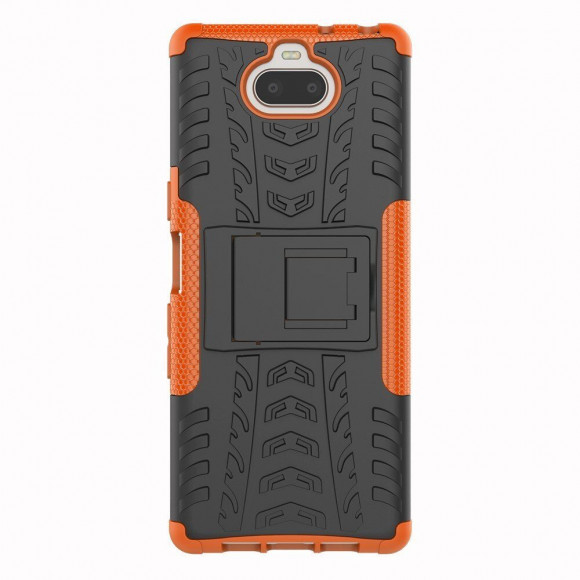 Чехол Hybrid Armor для Sony Xperia 10 (черный + оранжевый)