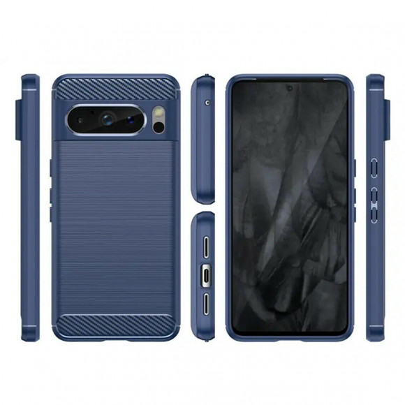 Чехол-накладка Carbon Fibre для Google Pixel 8 Pro (темно-синий)