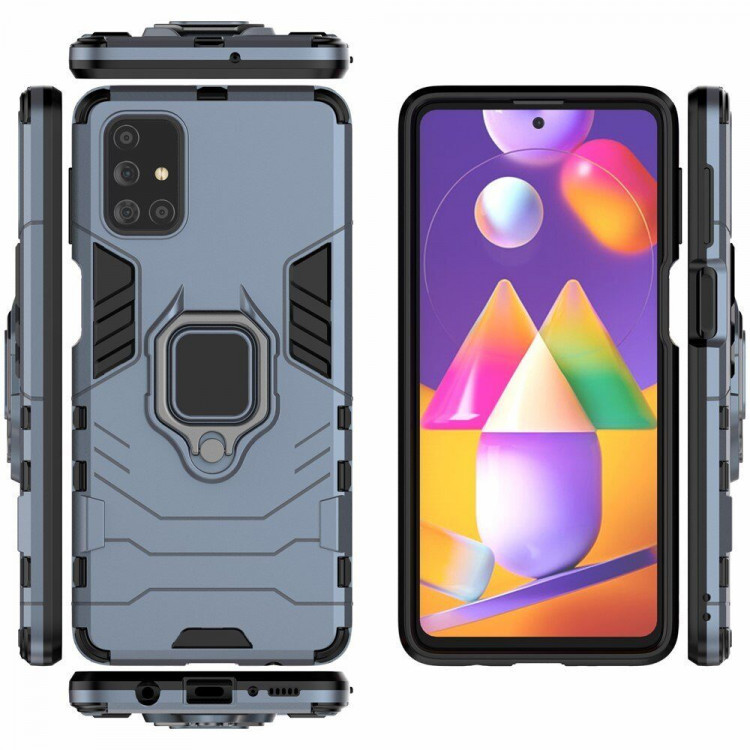 Чехол Armor Ring Holder для Samsung Galaxy M31s (темно-синий)