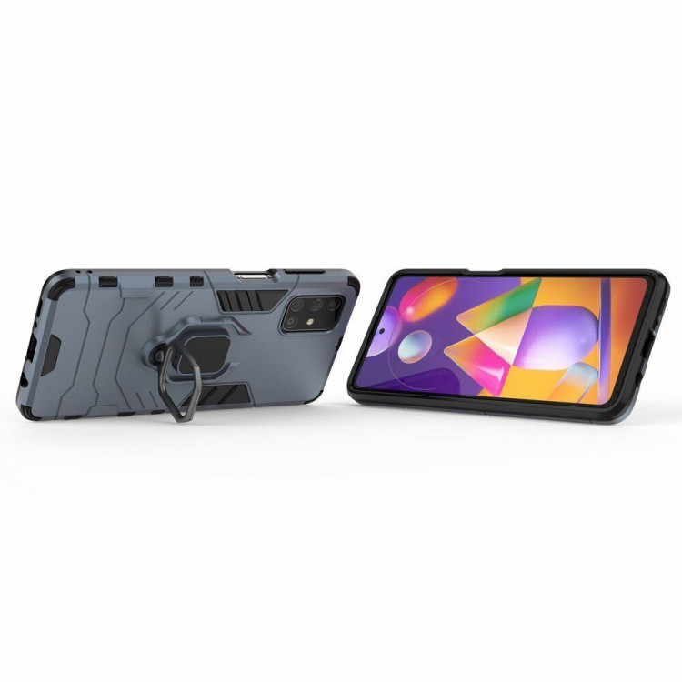 Чехол Armor Ring Holder для Samsung Galaxy M31s (темно-синий)
