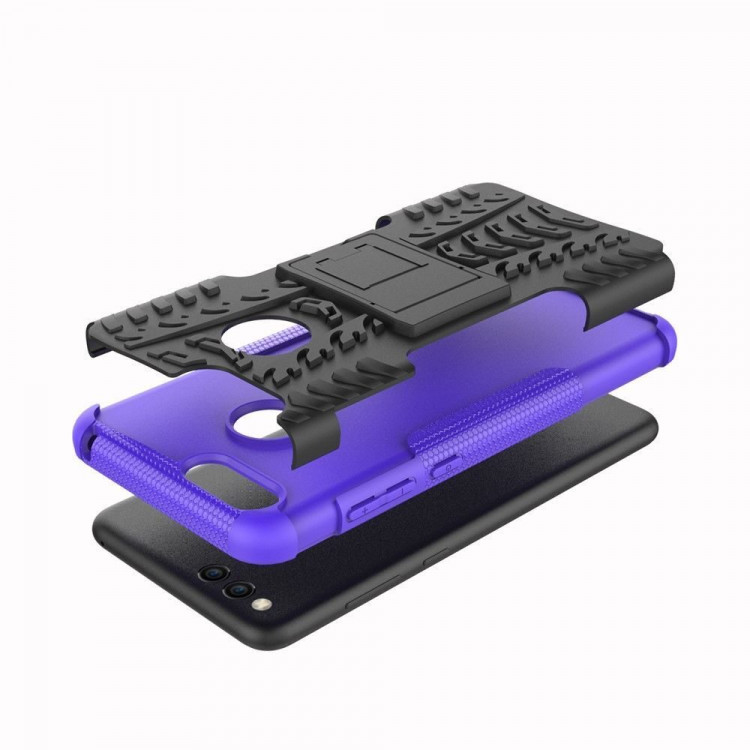 Чехол Hybrid Armor для Huawei Honor 7X (черный + голубой)