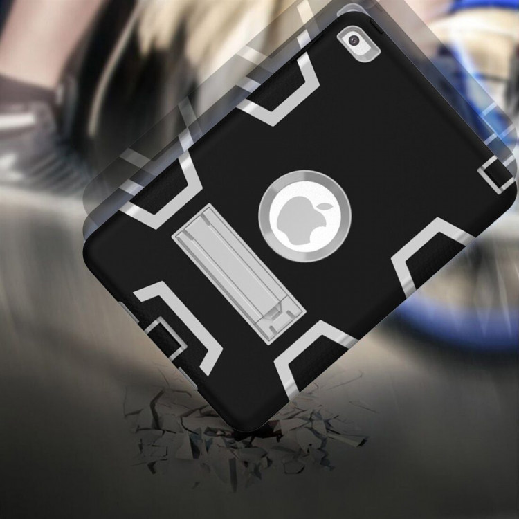 Гибридный TPU чехол для Apple iPad Mini (2019) / iPad Mini 4 (черный + серый)