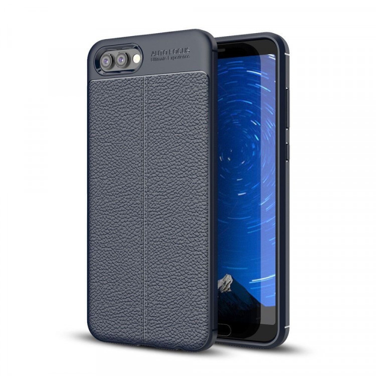 Чехол-накладка Litchi Grain для Huawei Honor V10 / Honor View 10 (темно-синий)