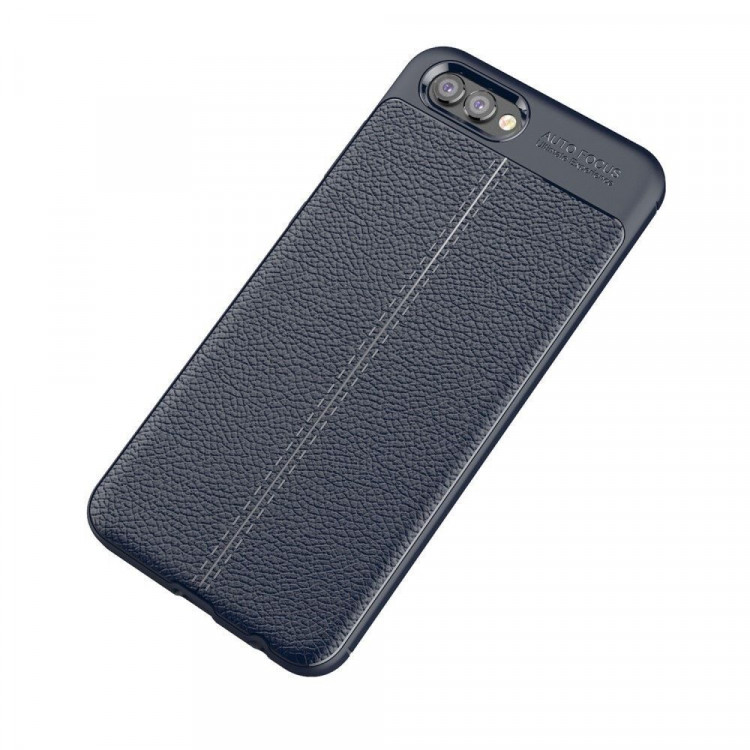 Чехол-накладка Litchi Grain для Huawei Honor V10 / Honor View 10 (темно-синий)