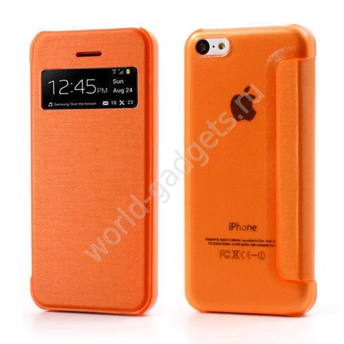 Тонкий чехол с окном для iPhone 5C (оранжевый)
