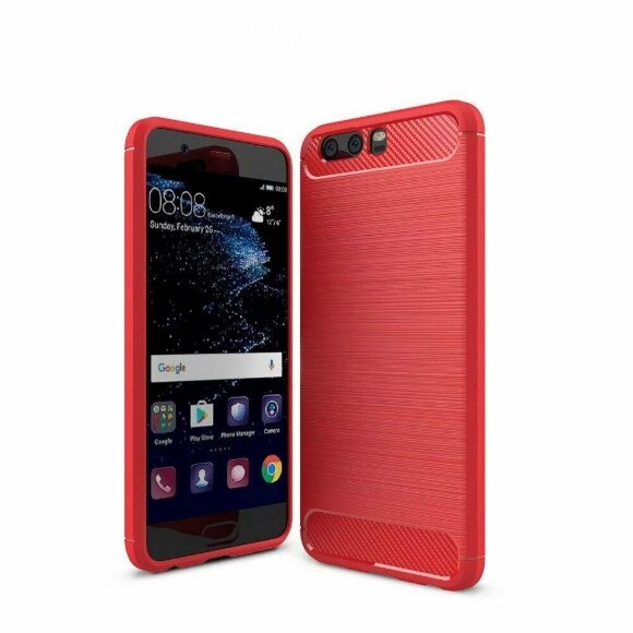 Чехол-накладка Carbon Fibre для Huawei P10 Plus (красный)