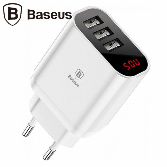 Зарядное устройство Baseus Mirror Lake Intelligent Digital Display 3.4A (белый) Зарядное устройство Baseus Mirror Lake Intelligent Digital Display 3.4A (белый)