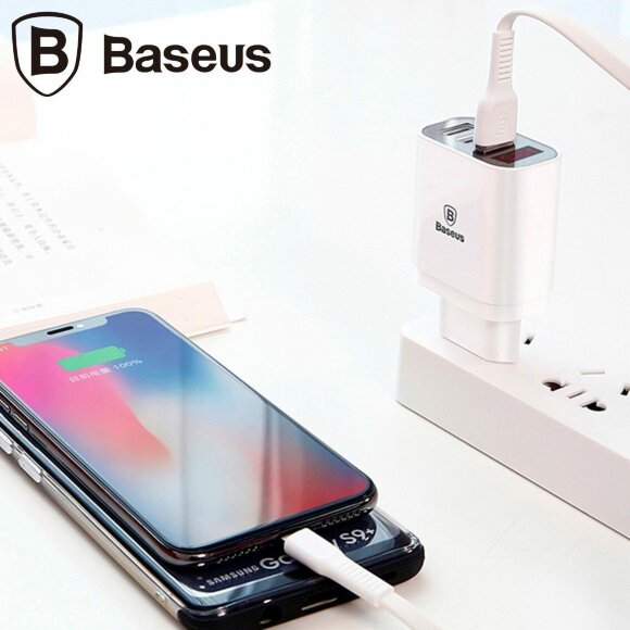 Зарядное устройство Baseus Mirror Lake Intelligent Digital Display 3.4A (белый) Зарядное устройство Baseus Mirror Lake Intelligent Digital Display 3.4A (белый)