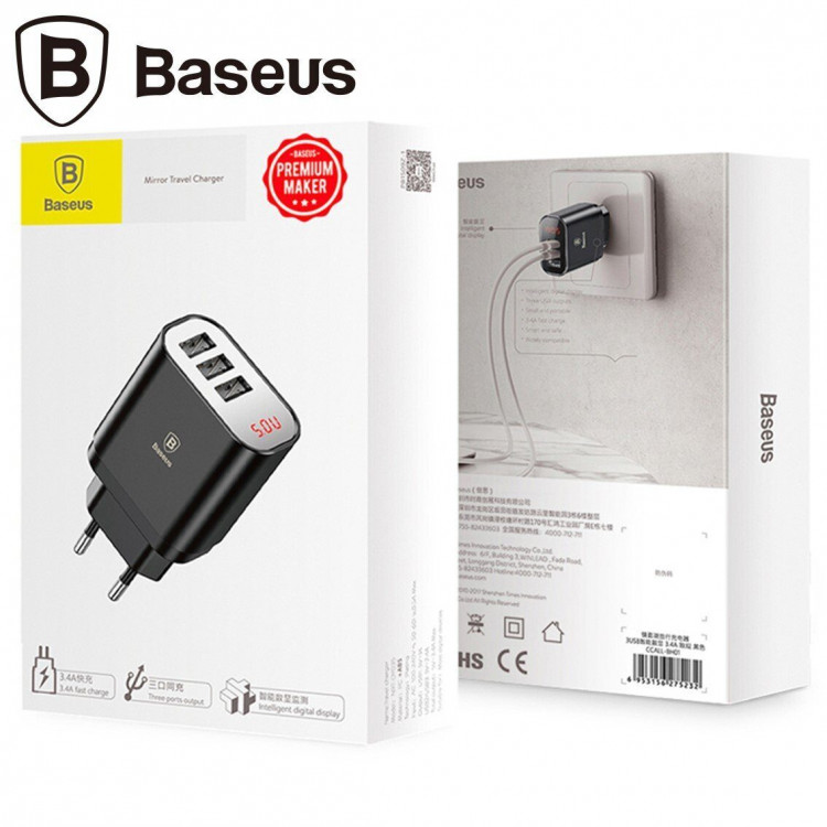 Зарядное устройство Baseus Mirror Lake Intelligent Digital Display 3.4A (белый)