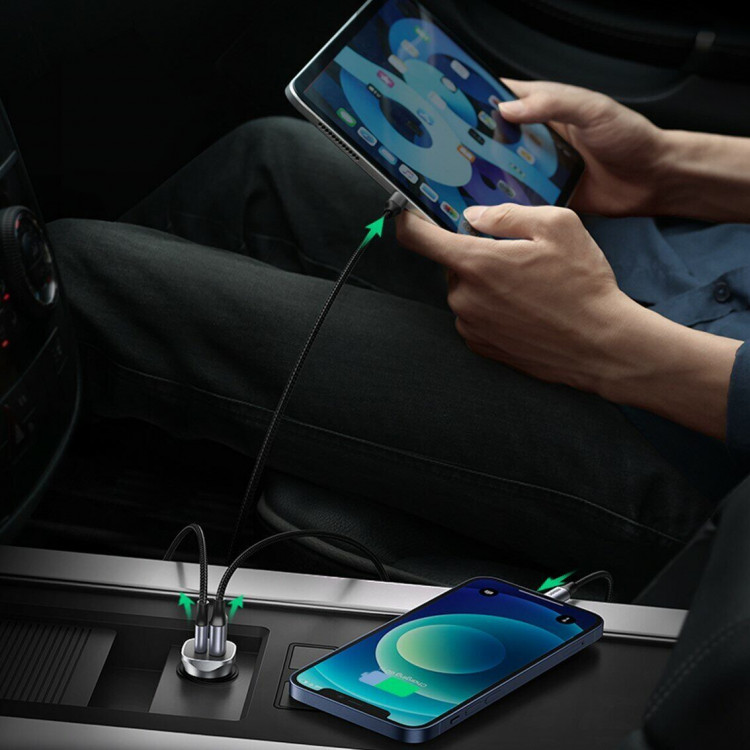 Автомобильное зарядное устройство UGREEN CD130 (30780), USB-A + USB-C; 20W Fast Charge, Silver