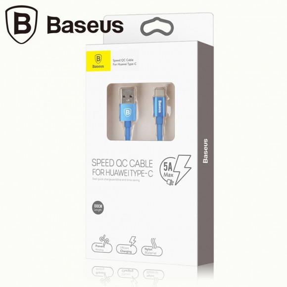 Кабель Quick Charge Baseus USB + Type-C (голубой) Кабель Quick Charge Baseus USB + Type-C (голубой)