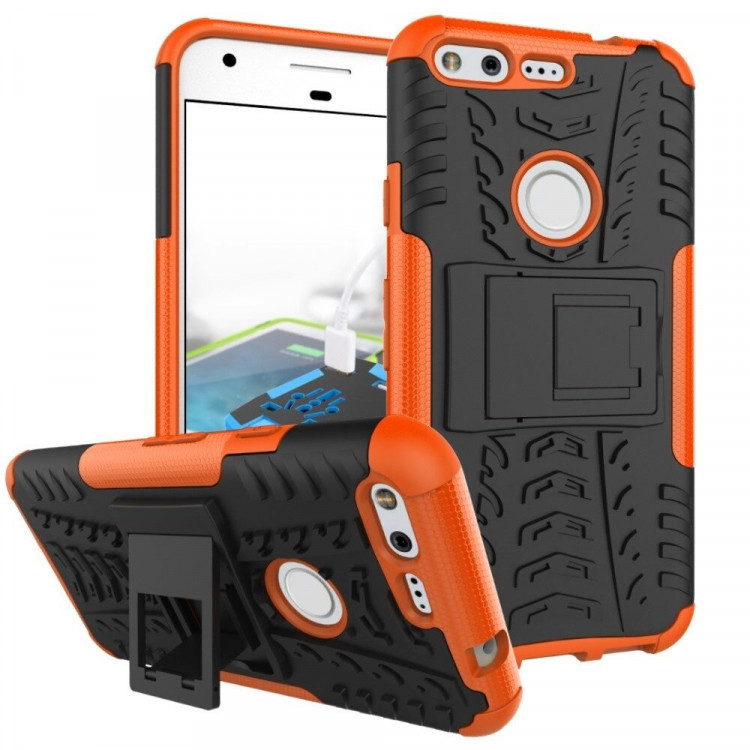 Чехол Hybrid Armor для Google Pixel (черный + оранжевый)