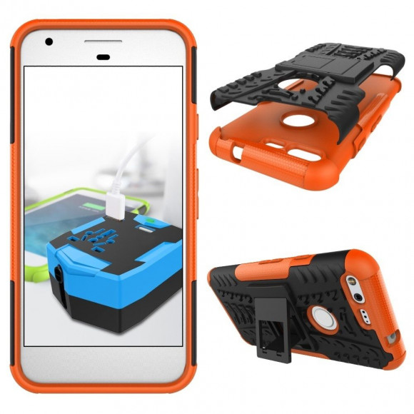 Чехол Hybrid Armor для Google Pixel (черный + оранжевый) Чехол Hybrid Armor для Google Pixel (черный + оранжевый)