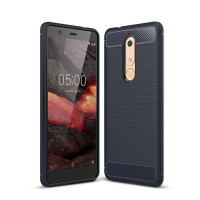 Чехол-накладка Carbon Fibre для Nokia 5.1 (темно-синий)