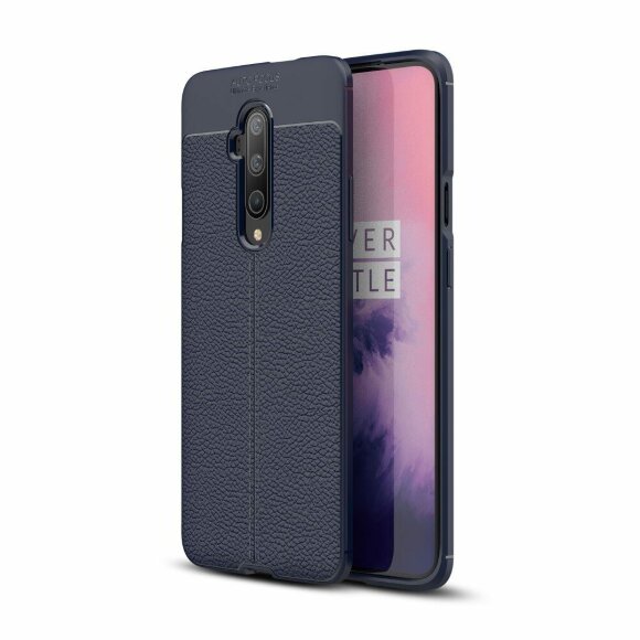 Чехол-накладка Litchi Grain для OnePlus 7T Pro (темно-синий)
