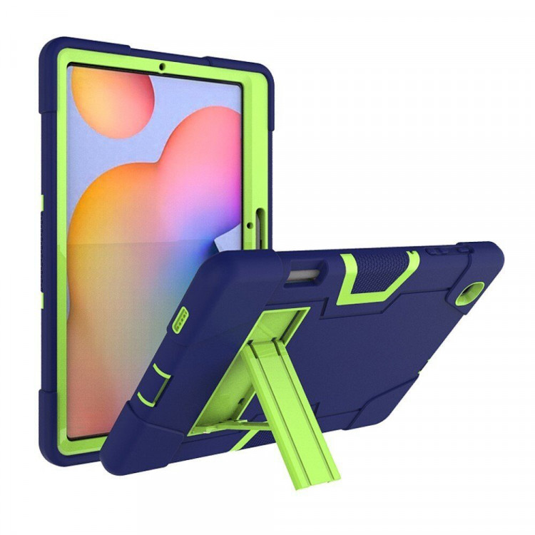 Гибридный TPU чехол для Samsung Galaxy Tab S6 Lite (темно-синий + зеленый)