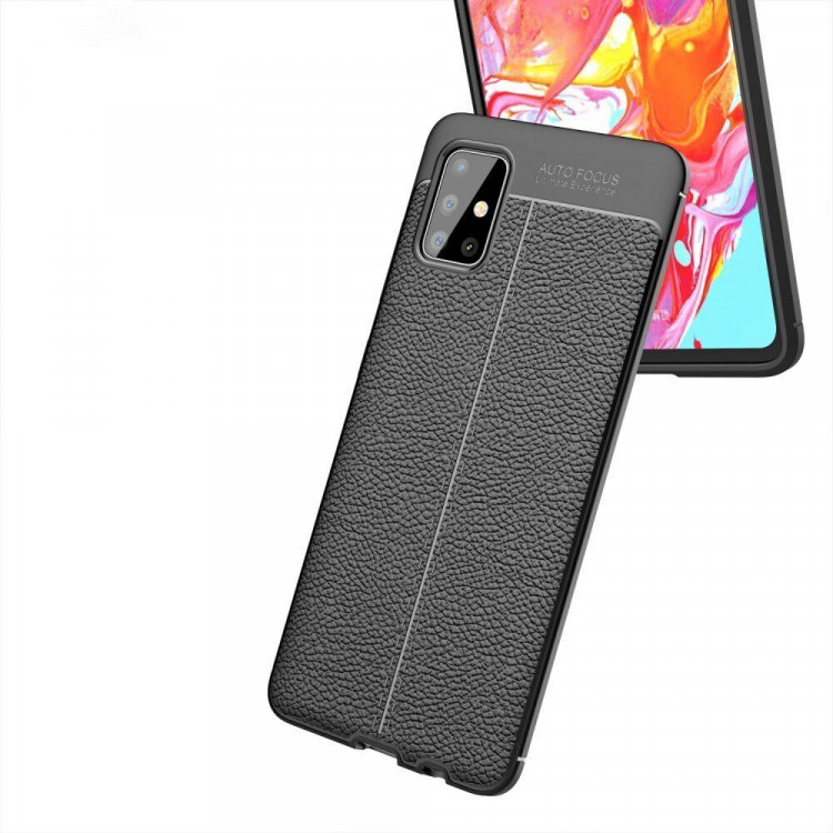 Чехол-накладка Litchi Grain для Samsung Galaxy A51 (черный)