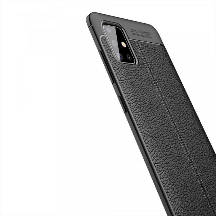 Чехол-накладка Litchi Grain для Samsung Galaxy A51 (черный)