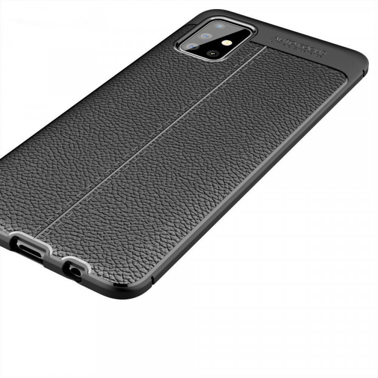 Чехол-накладка Litchi Grain для Samsung Galaxy A51 (черный)