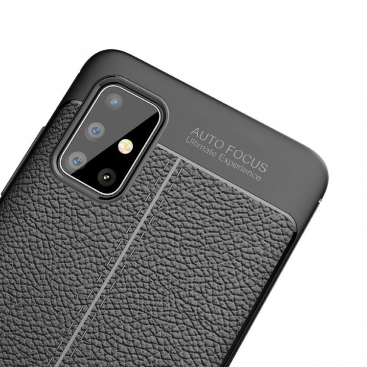 Чехол-накладка Litchi Grain для Samsung Galaxy A51 (черный)