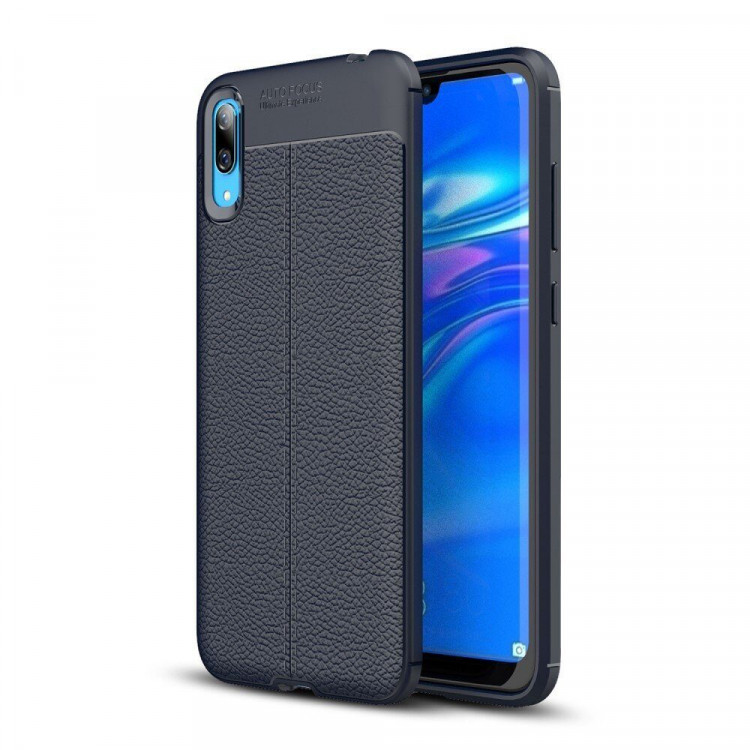 Чехол-накладка Litchi Grain для Huawei Y7 Pro (2019) / Enjoy 9 (темно-синий)