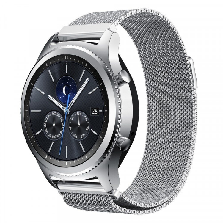 Миланский сетчатый браслет Luxury для Samsung Gear S3 Frontier / S3 Classic / Galaxy Watch 46мм / Watch 3 (45мм) (серебряный)