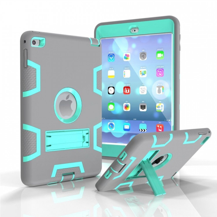 Гибридный TPU чехол для Apple iPad Mini (2019) / iPad Mini 4 (серый + голубой)