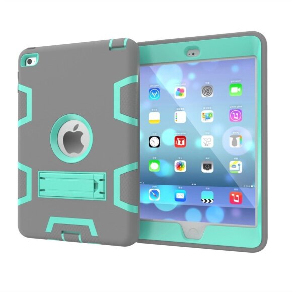 Гибридный TPU чехол для Apple iPad Mini (2019) / iPad Mini 4 (серый + голубой) Гибридный TPU чехол для Apple iPad Mini (2019) / iPad Mini 4 (серый + голубой)