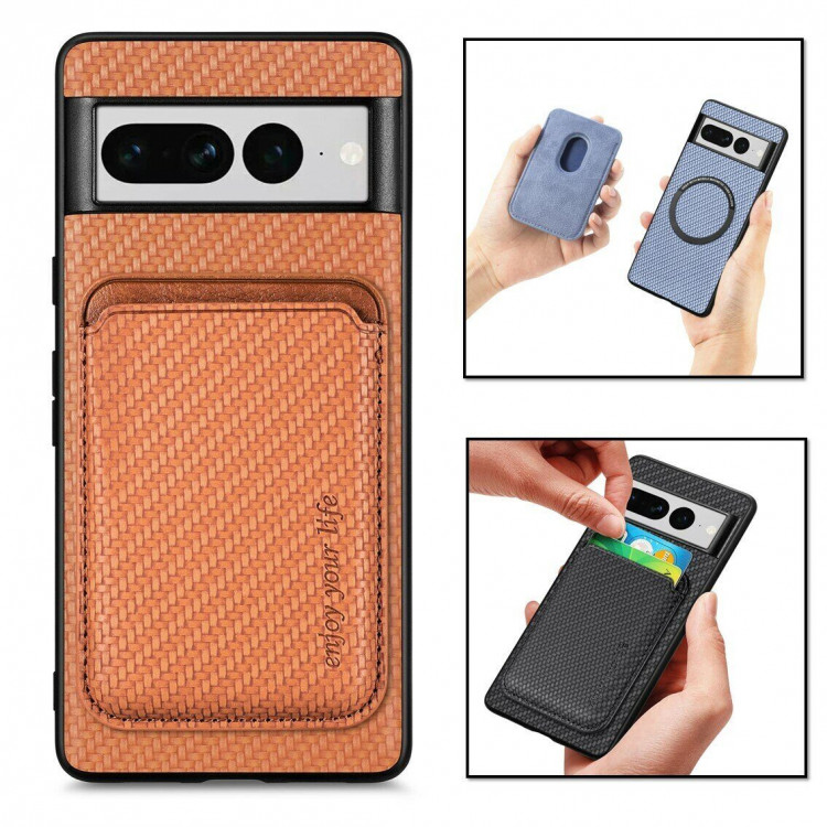 Чехол с магнитным держателем карт для Google Pixel 7 Pro (коричневый)