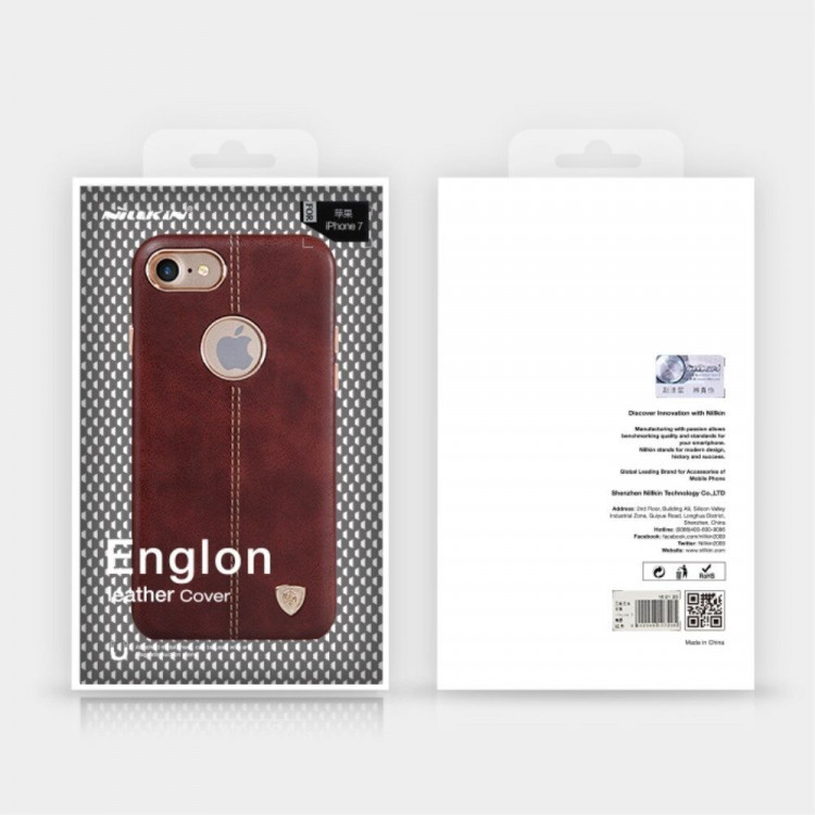Кожаный чехол - накладка NILLKIN Englon для iPhone 7 (коричневый)