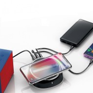 Зарядное устройство Baseus 2 in 1 Charger 3-USB 3.4A / Wireless 10W (черный) Зарядное устройство Baseus 2 in 1 Charger 3-USB 3.4A / Wireless 10W (черный)