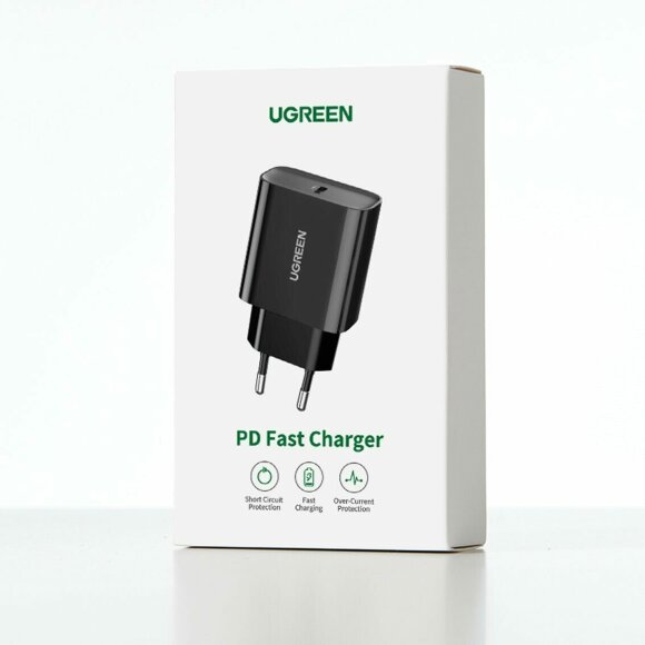 Сетевое зарядное устройство Ugreen USB C 20W PD, цвет черный