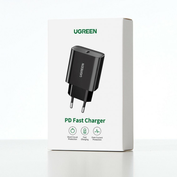 Сетевое зарядное устройство Ugreen USB C 20W PD, цвет черный