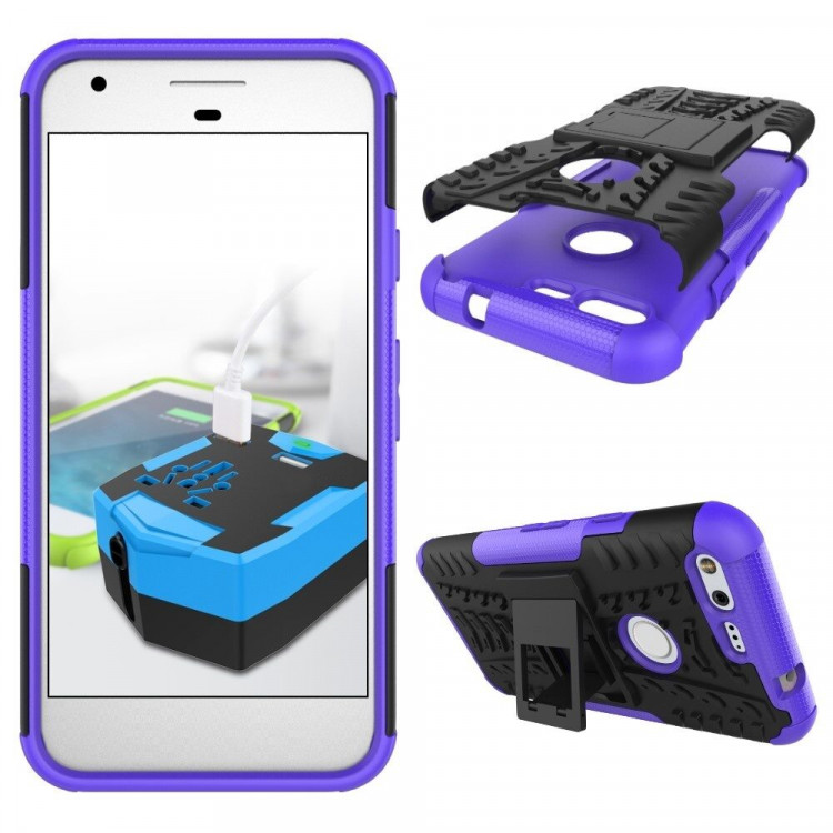 Чехол Hybrid Armor для Google Pixel (черный + фиолетовый)