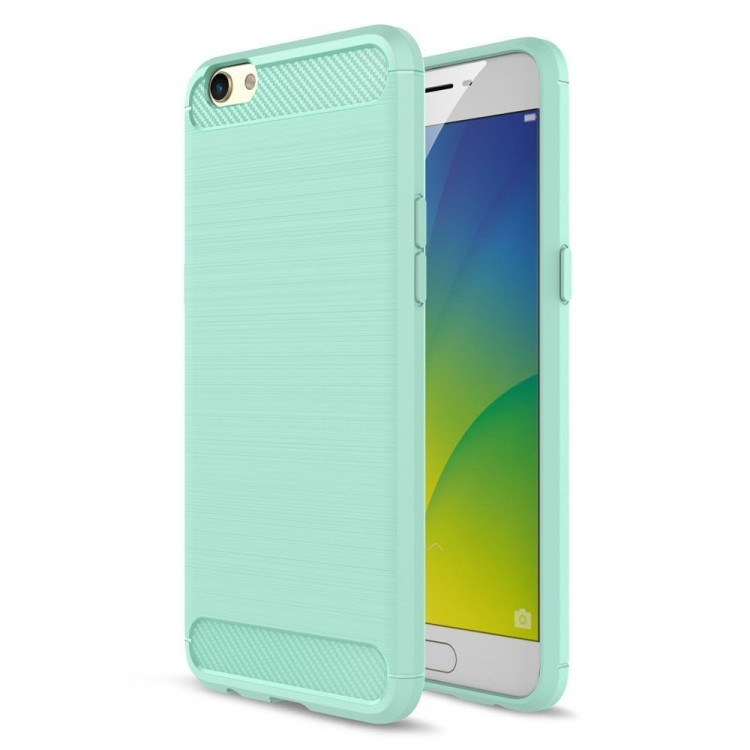 Чехол-накладка Carbon Fibre для Oppo R9s Plus (сине-зеленый)