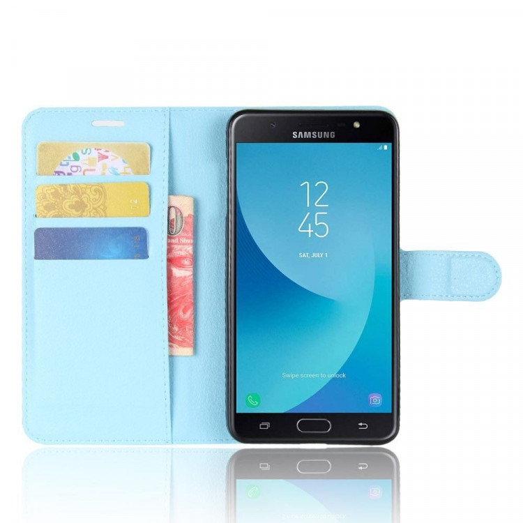 Чехол с визитницей для Samsung Galaxy J7 Max (голубой)