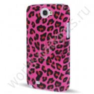 Пластиковый чехол Leopard Texture для Samsung Galaxy Note 2 (малиновый)