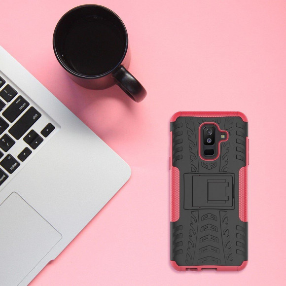 Чехол Hybrid Armor для Samsung Galaxy A6+ (Plus) (черный + розовый) Чехол Hybrid Armor для Samsung Galaxy A6+ (Plus) (черный + розовый)