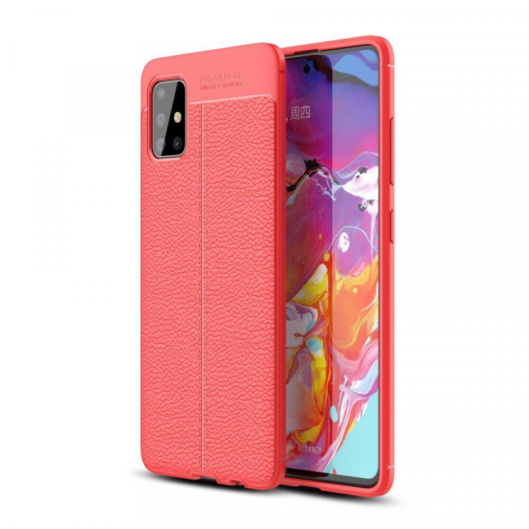 Чехол-накладка Litchi Grain для Samsung Galaxy A51 (красный)