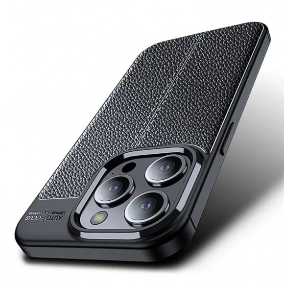 Чехол-накладка Litchi Grain для iPhone 15 Pro Max (черный) Чехол-накладка Litchi Grain для iPhone 15 Pro Max (черный)