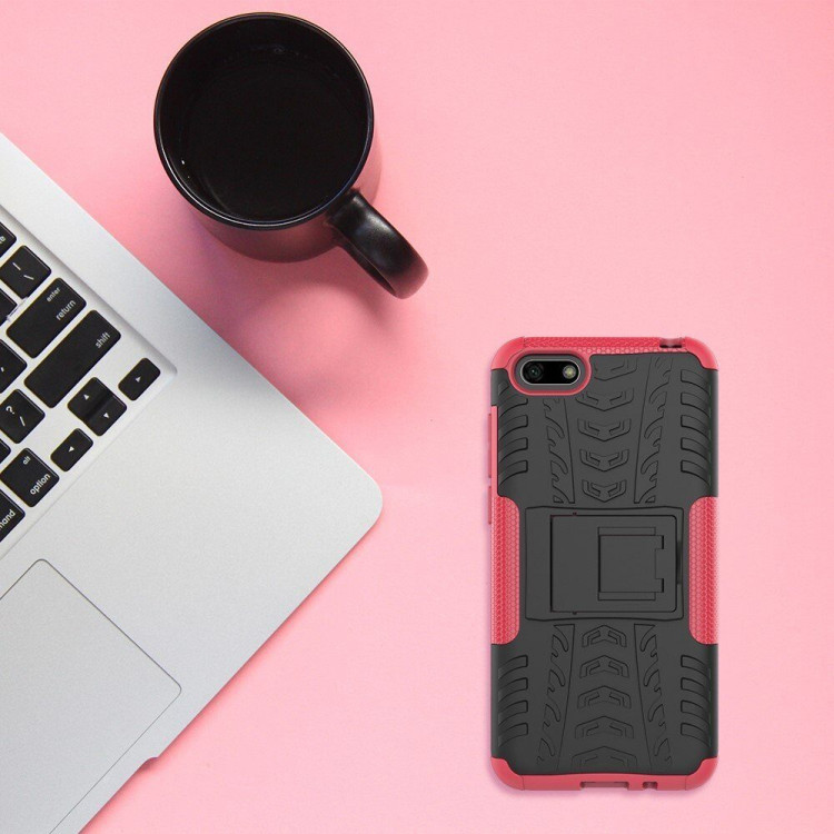 Чехол Hybrid Armor для Huawei Y5 Prime (2018) / Y5 lite (2018) / Huawei Honor 7A (DUA-L22) Российская версия (черный + розовый)
