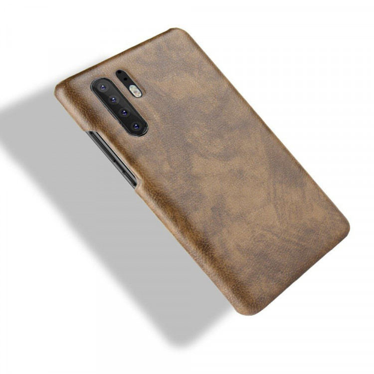 Кожаная накладка-чехол Litchi Texture для Huawei P30 Pro (коричневый)