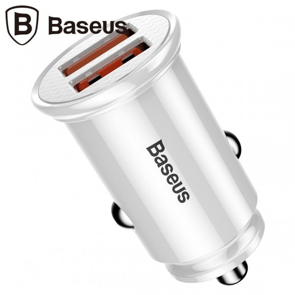 Автомобильное зарядное устройство Baseus Circular 30W Dual QC3.0 Quick Charger (белый) Автомобильное зарядное устройство Baseus Circular 30W Dual QC3.0 Quick Charger (белый)