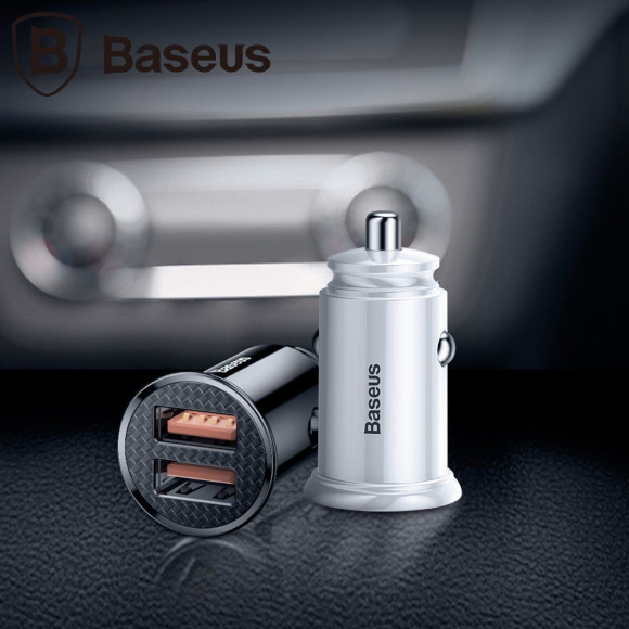 Автомобильное зарядное устройство Baseus Circular 30W Dual QC3.0 Quick Charger (белый) Автомобильное зарядное устройство Baseus Circular 30W Dual QC3.0 Quick Charger (белый)