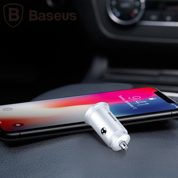 Автомобильное зарядное устройство Baseus Circular 30W Dual QC3.0 Quick Charger (белый) Автомобильное зарядное устройство Baseus Circular 30W Dual QC3.0 Quick Charger (белый)